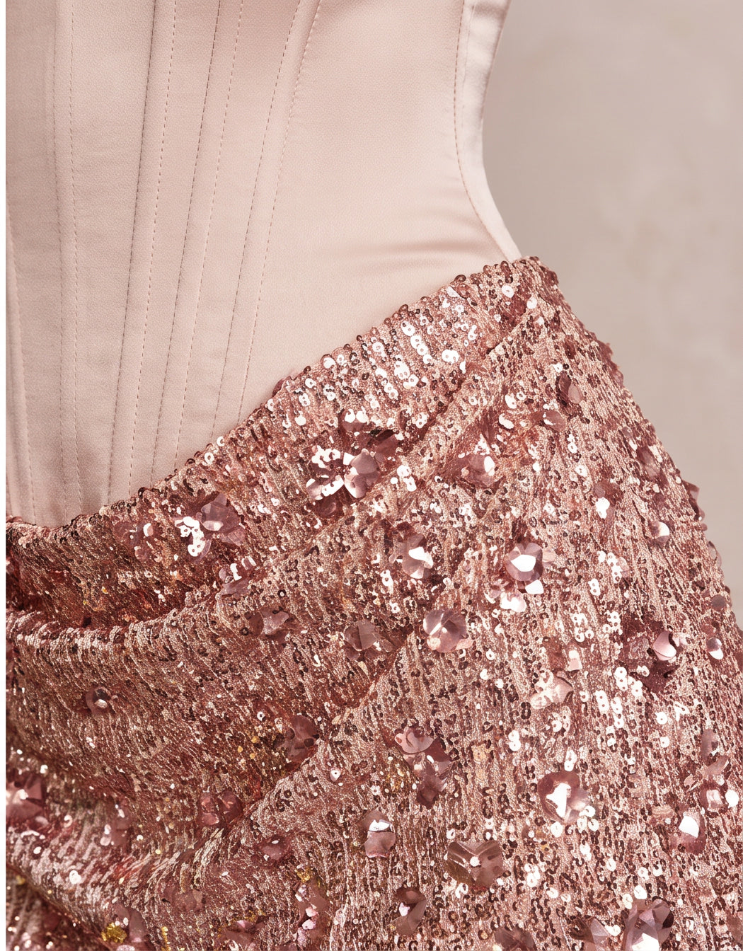 Blush Pink Sheath Mini Satin Sequin Square Neck Party Dresses