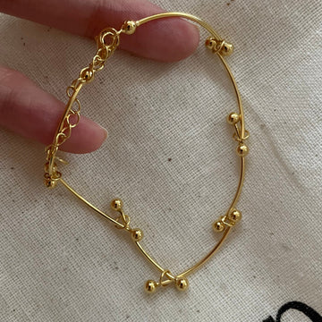 Minimalist Gold Wire Ball Bead Bracelets with Adjustable Extension Lobster Clasp