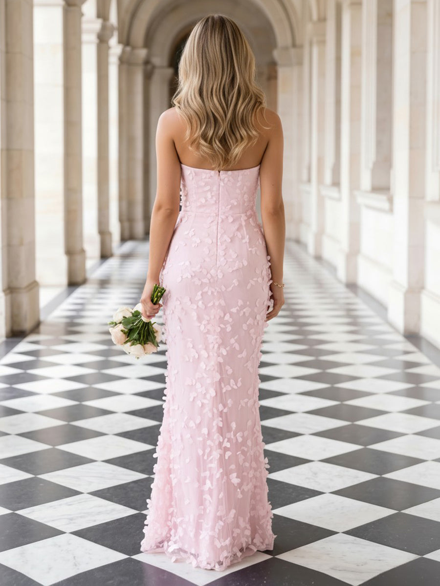 Strapless Mermaid 3D Flower Evening Dresses