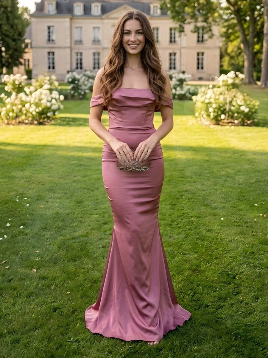 Off the Shoulder Mermaid Satin Evening Dresses