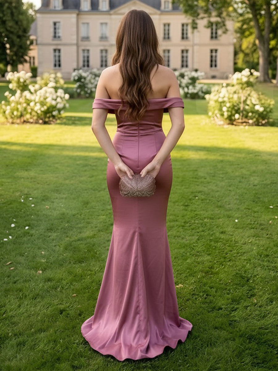 Off the Shoulder Mermaid Satin Evening Dresses