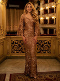 Sweetheart Long Sleeves Sheath Mermaid Sequins Evening Dresses