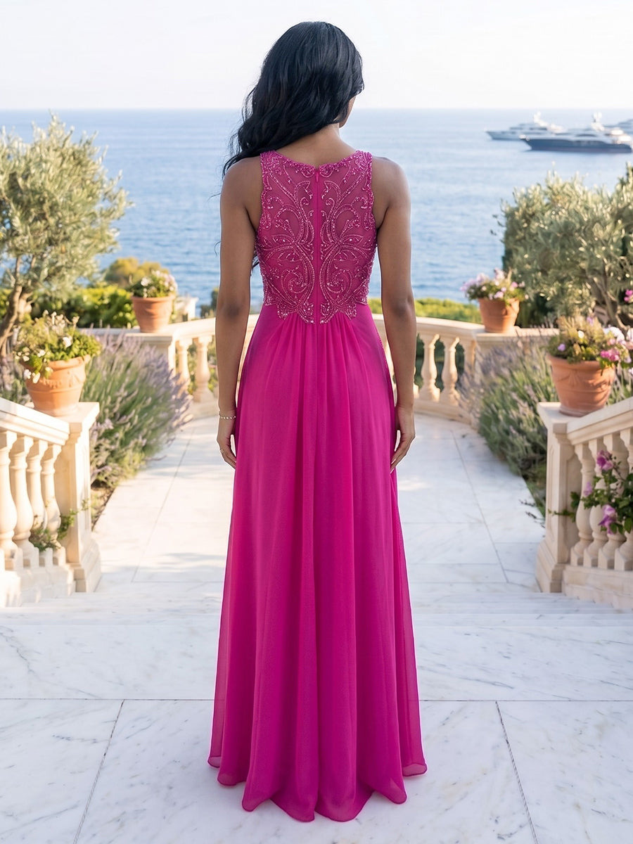 Sweetheart Chiffon A Line Long Wedding Guest Dresses
