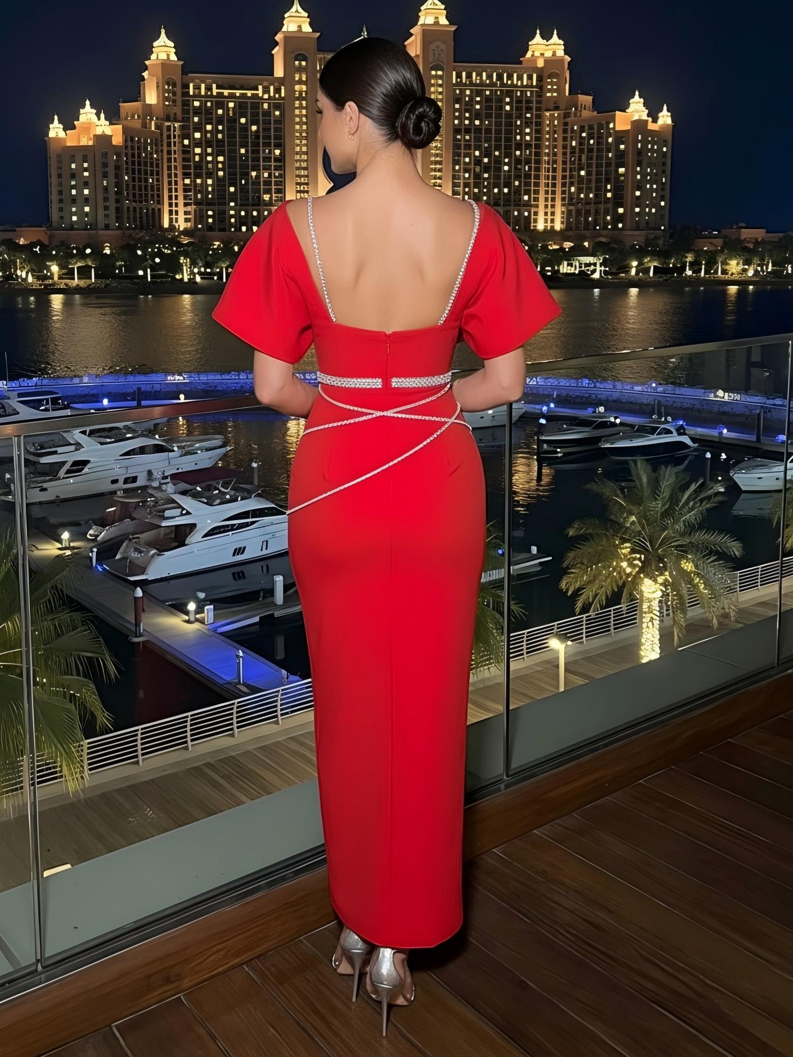 Satin Sheath V Neck Wedding Guest Dresses